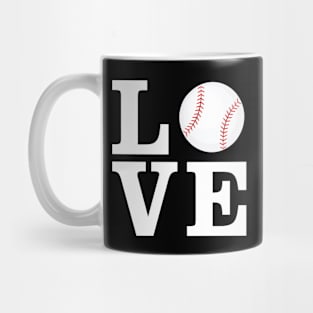 Love Baseball in White Mug